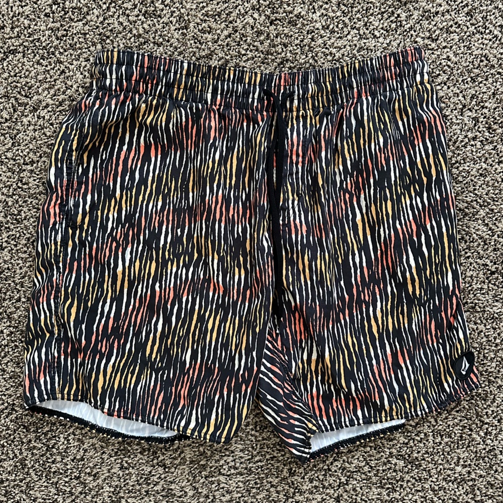 Volcom Black and Orange Striped Pants